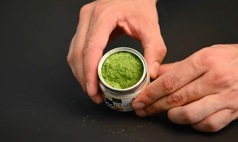 Color of High-quality ceremonial grade matcha